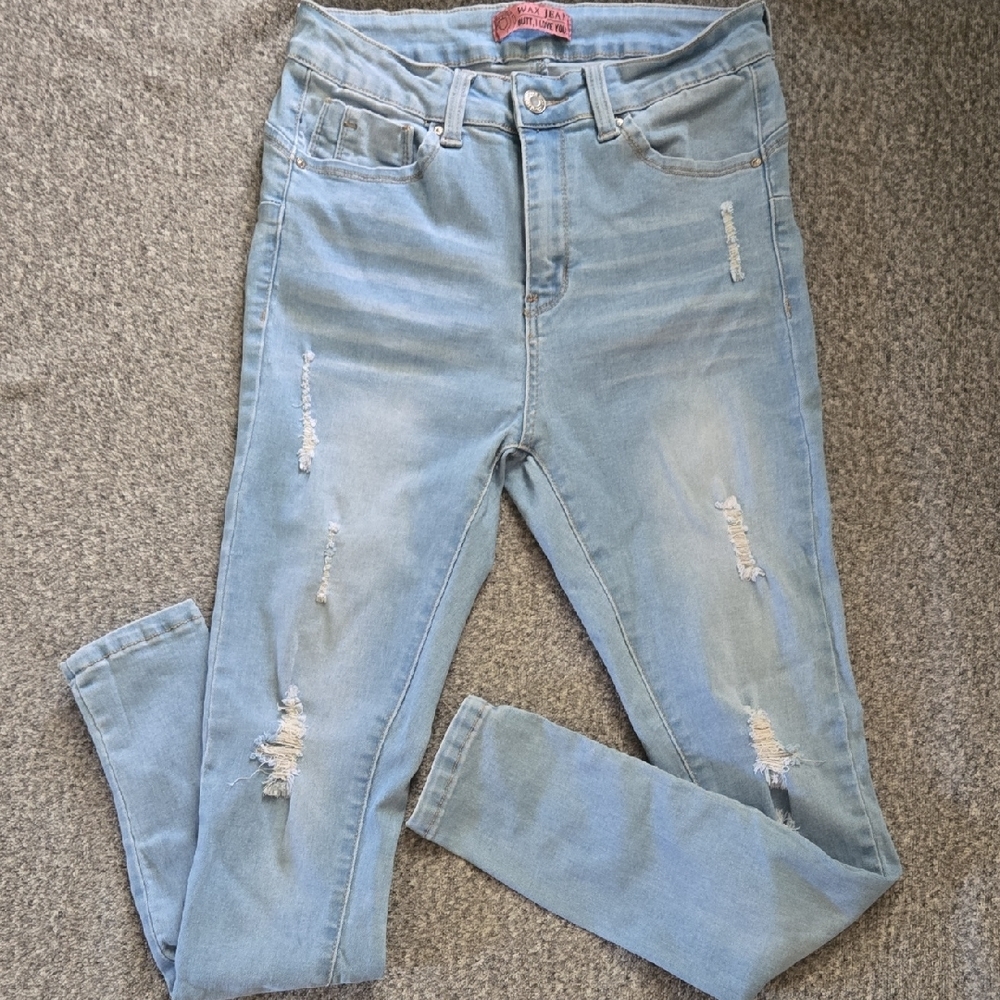 Wax Jean Light Blue Ripped Skinny Jeans